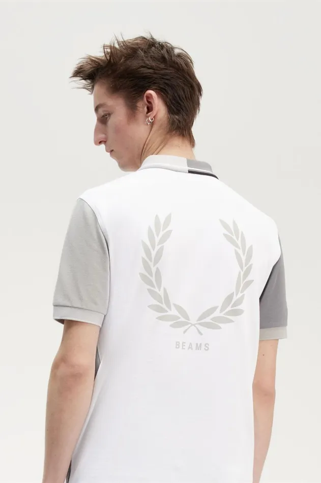 Men Polo Shirts Fred Perry Patchwork Fred Perry Shirt White