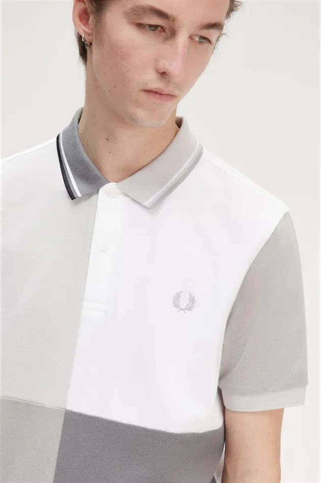 Men Polo Shirts Fred Perry Patchwork Fred Perry Shirt White