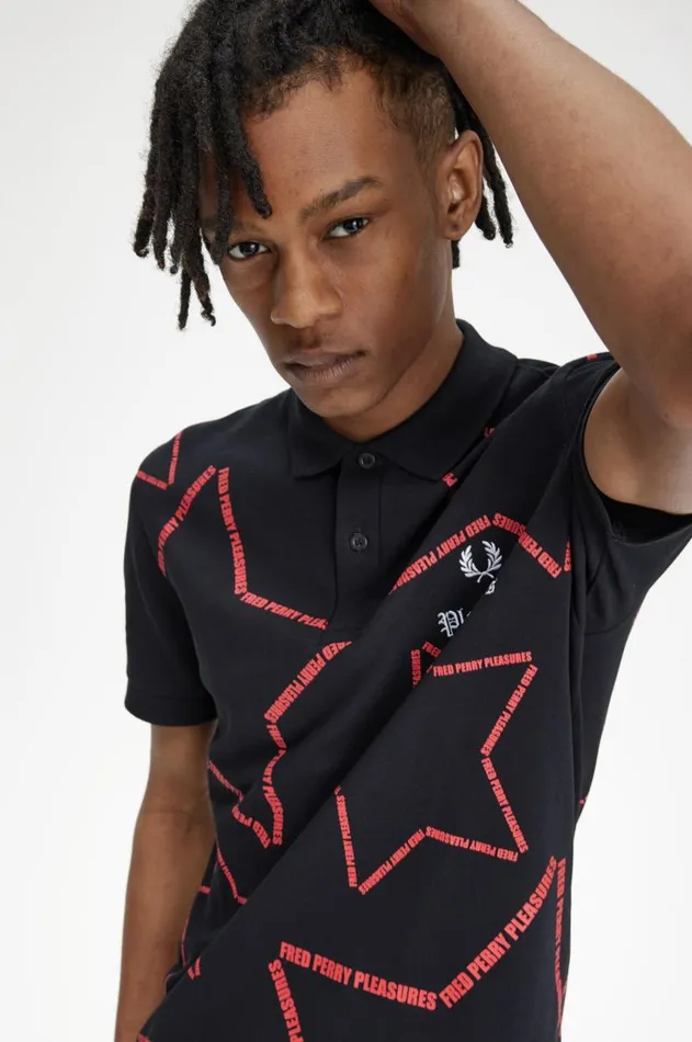 Men Polo Shirts Fred Perry Star Fred Perry Shirt Black