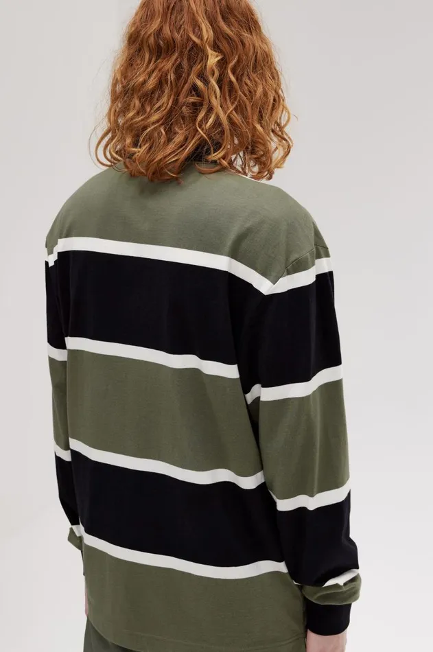 Men Polo Shirts Fred Perry Striped Long Sleeve Polo Shirt Laurel Wreath Green