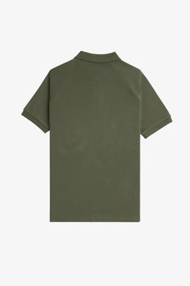 Men Polo Shirts Fred Perry Textured Zip Neck Polo Shirt Laurel Wreath Green