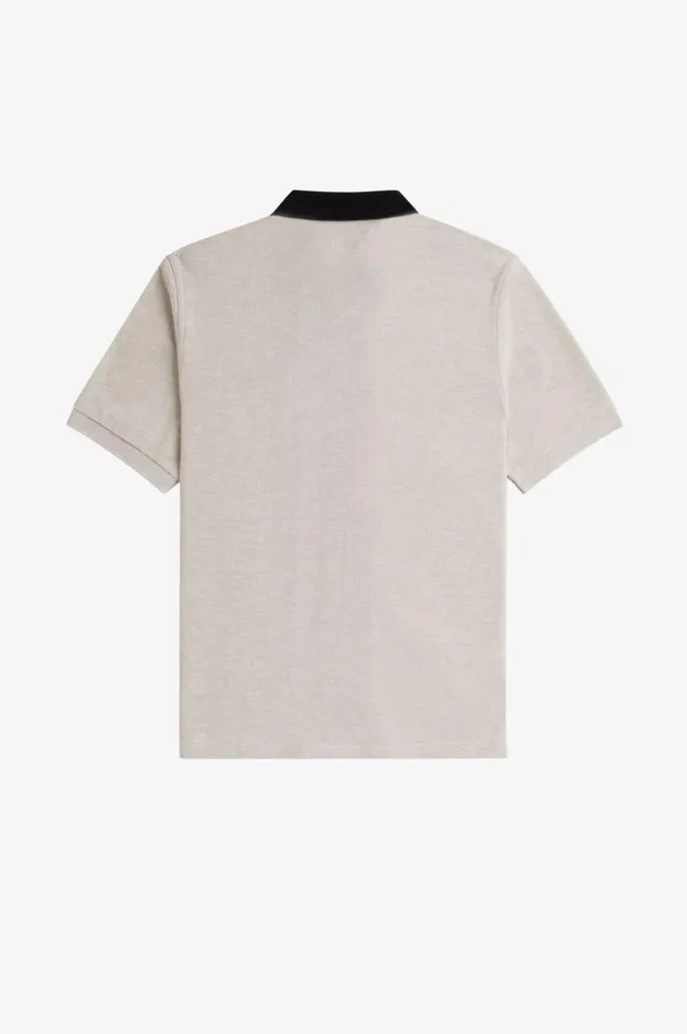 Men Polo Shirts Fred Perry Zip Through Polo Shirt Porridge Marl