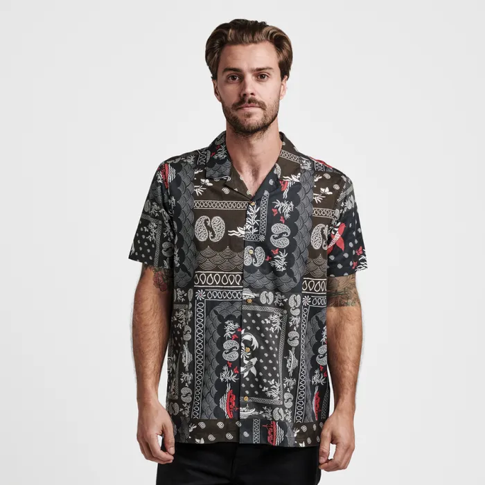 Men Roark Shirts Gonzo Camp Collar Shirt Hachimaki Black