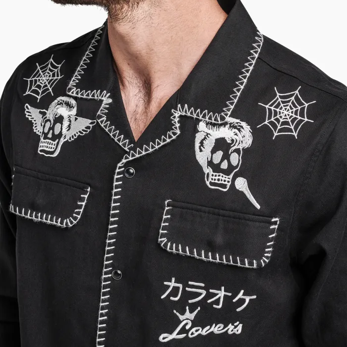 Men Roark Shirts Karaoke Lovers Long Sleeve Shirt Karaoke Black