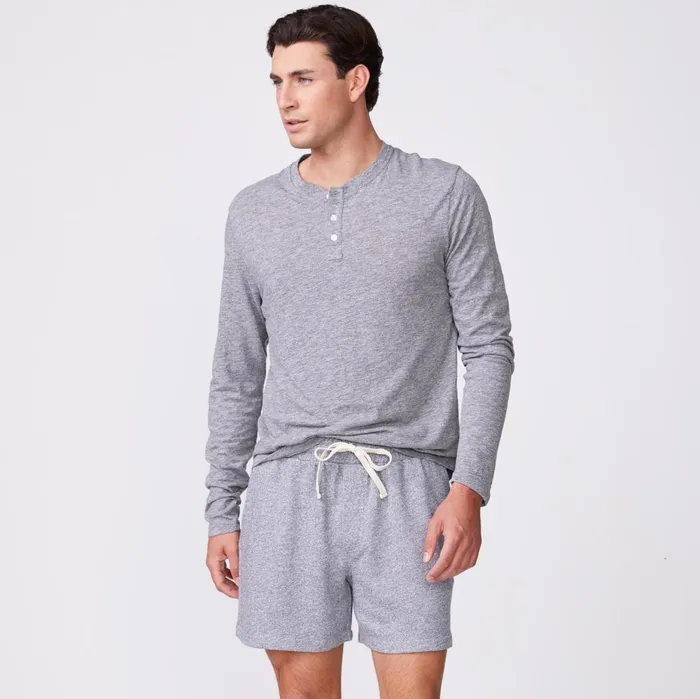 Men Sale MONROW Long Sleeve Henley Granite