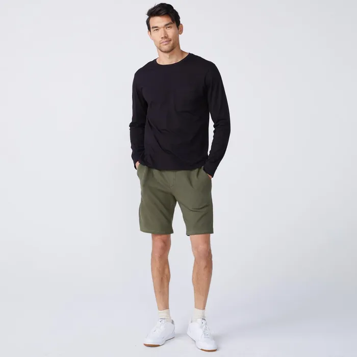Men Sale MONROW Long Sleeve Pocket Crew Black