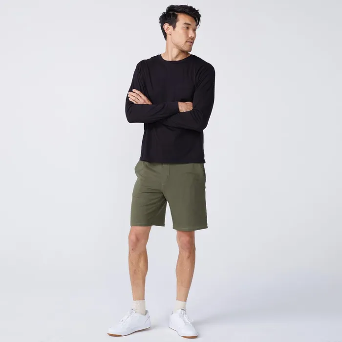 Men Sale MONROW Long Sleeve Pocket Crew Black