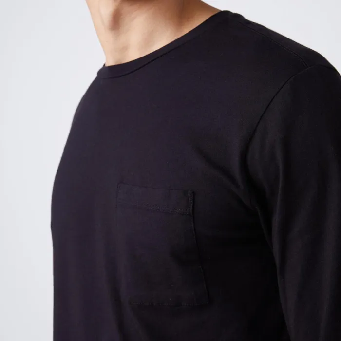 Men Sale MONROW Long Sleeve Pocket Crew Black