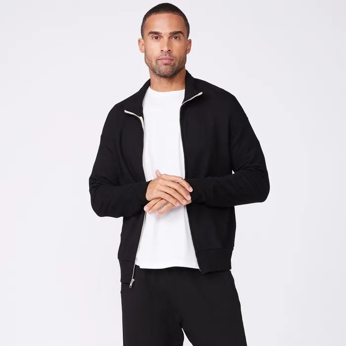 Men Sale MONROW Mock Neck Zip Up Black