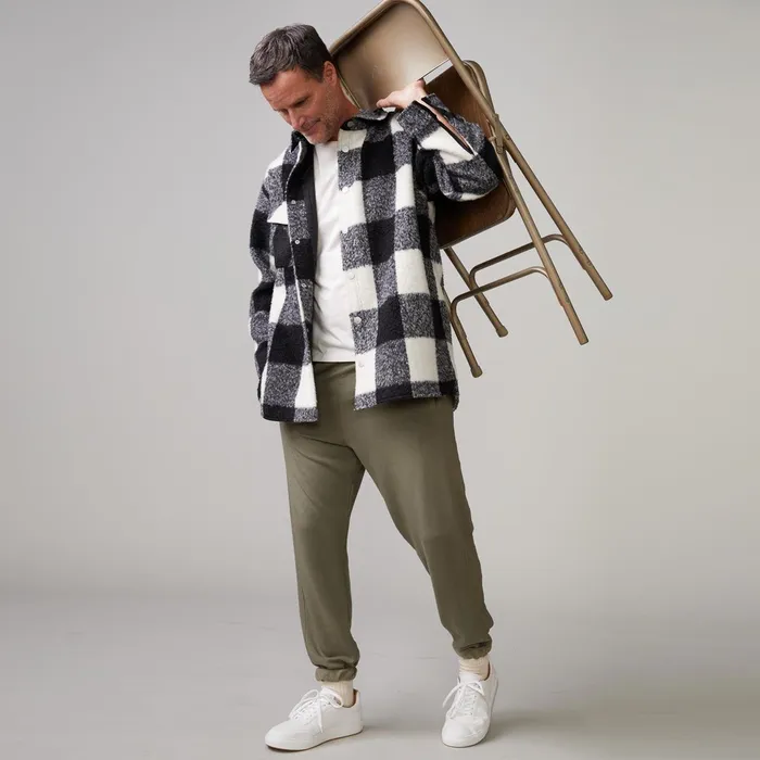 Men Sale MONROW Plaid Flannel Shacket Blacknatural