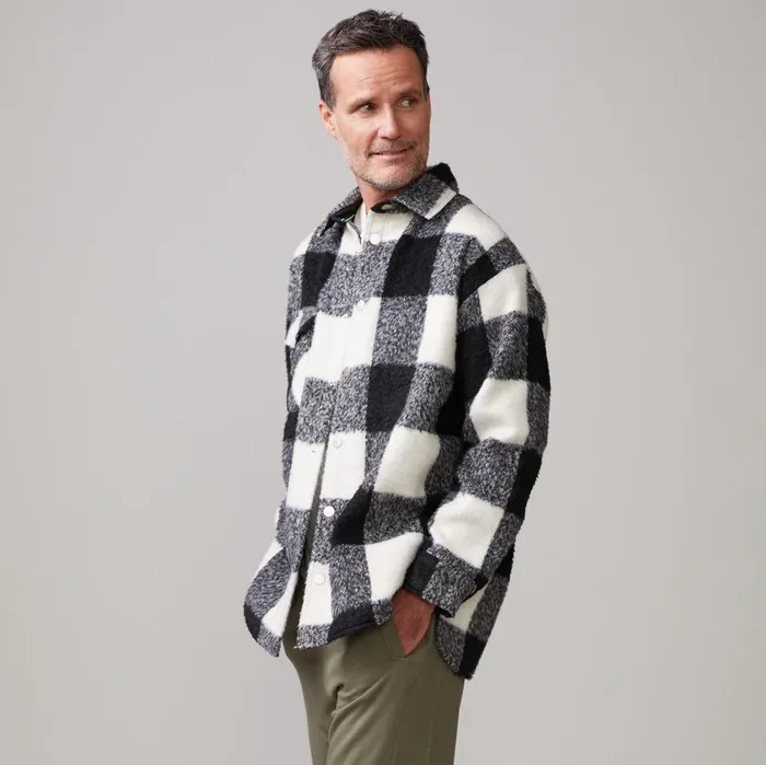 Men Sale MONROW Plaid Flannel Shacket Blacknatural