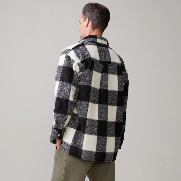 Men Sale MONROW Plaid Flannel Shacket Blacknatural