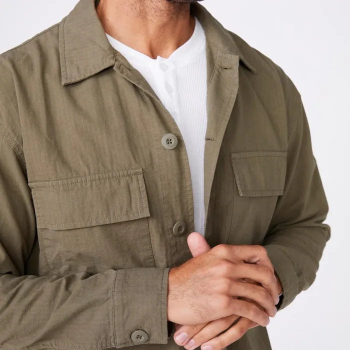 Men Sale MONROW Shirt Jacket Military Green