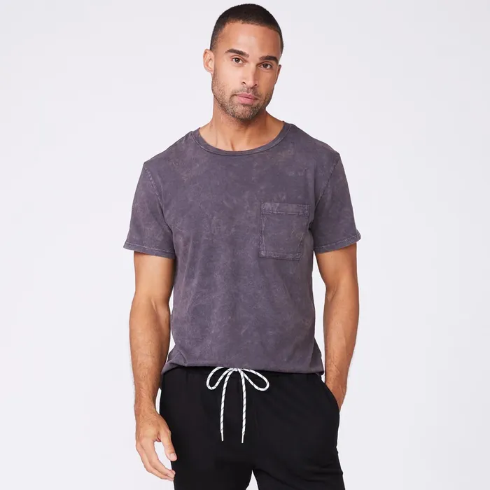 Men Sale MONROW Stone Wash Relaxed Pocket Crew Neptune