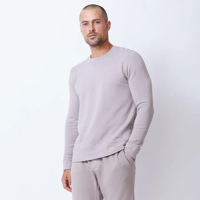 Men Sale MONROW Supersoft Fleece Crew Neck Sweatshirt Acorn