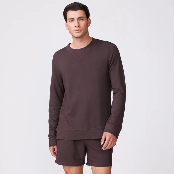 Men Sale MONROW Supersoft Fleece Crew Neck Sweatshirt Cocoa