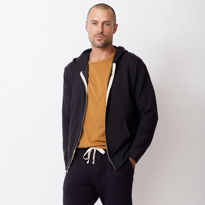 Men Sale MONROW Supersoft Fleece Zip Up Hoody Faded Black