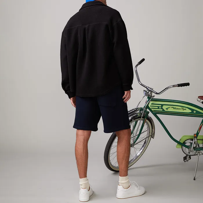 Men Sale MONROW Teddy Fleece Shacket Black