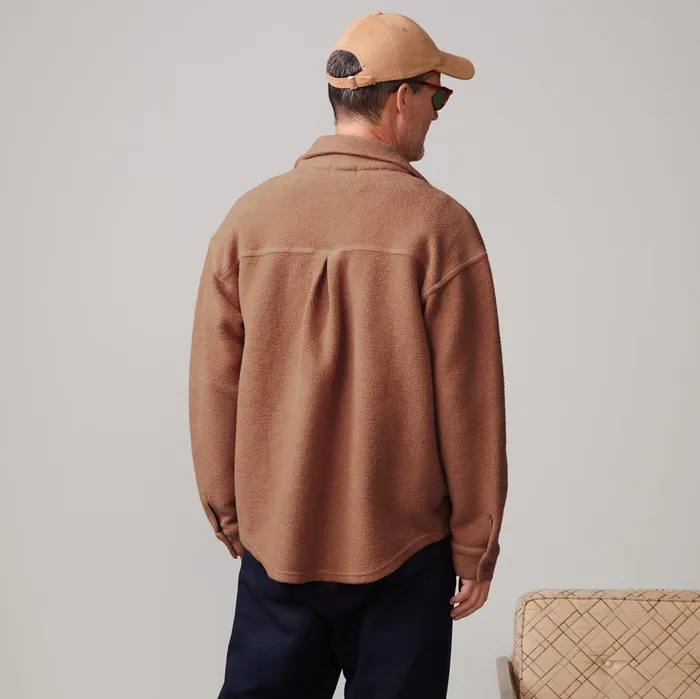 Men Sale MONROW Teddy Fleece Shacket Caramel