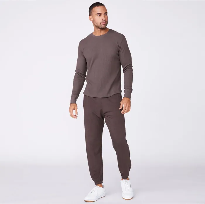 Men Sale MONROW Thermal Long Sleeve Crew Cocoa