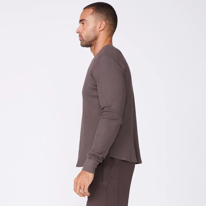 Men Sale MONROW Thermal Long Sleeve Crew Cocoa