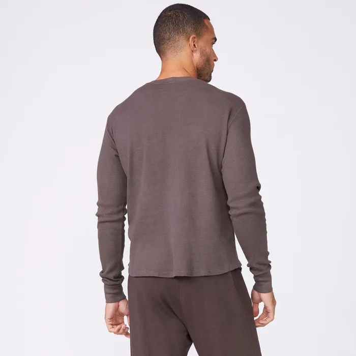 Men Sale MONROW Thermal Long Sleeve Crew Cocoa