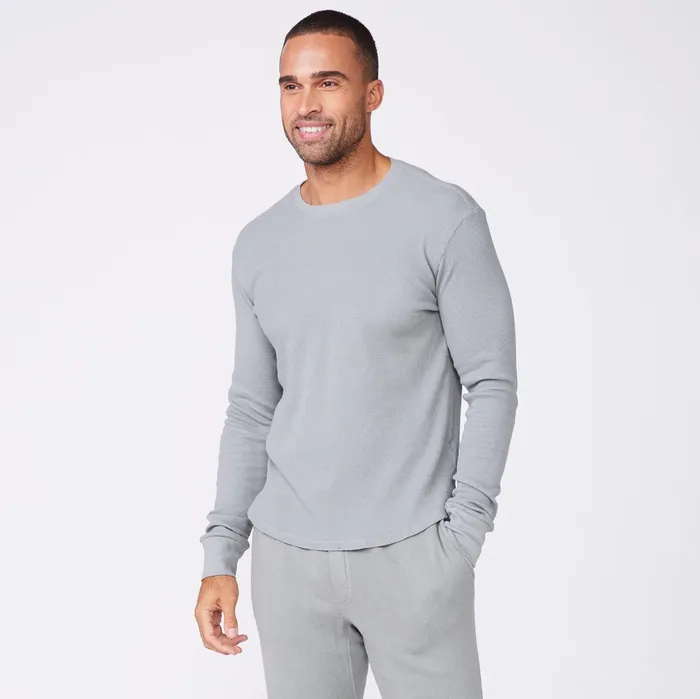 Men Sale MONROW Thermal Long Sleeve Crew Gunmetal