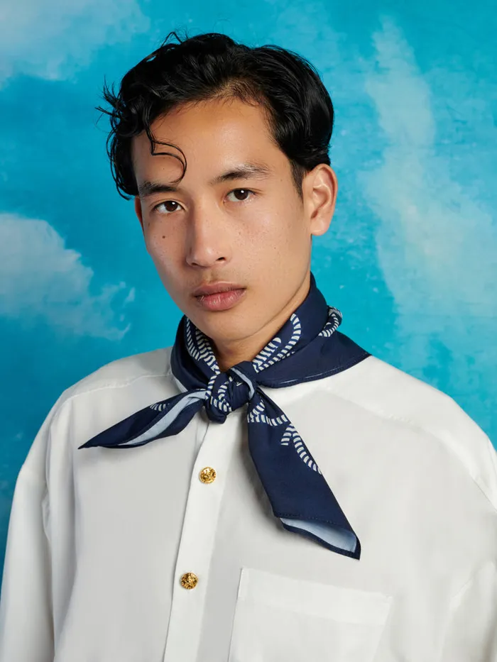 Men Saloon Printed Scarf Navy Blue Sister Jane