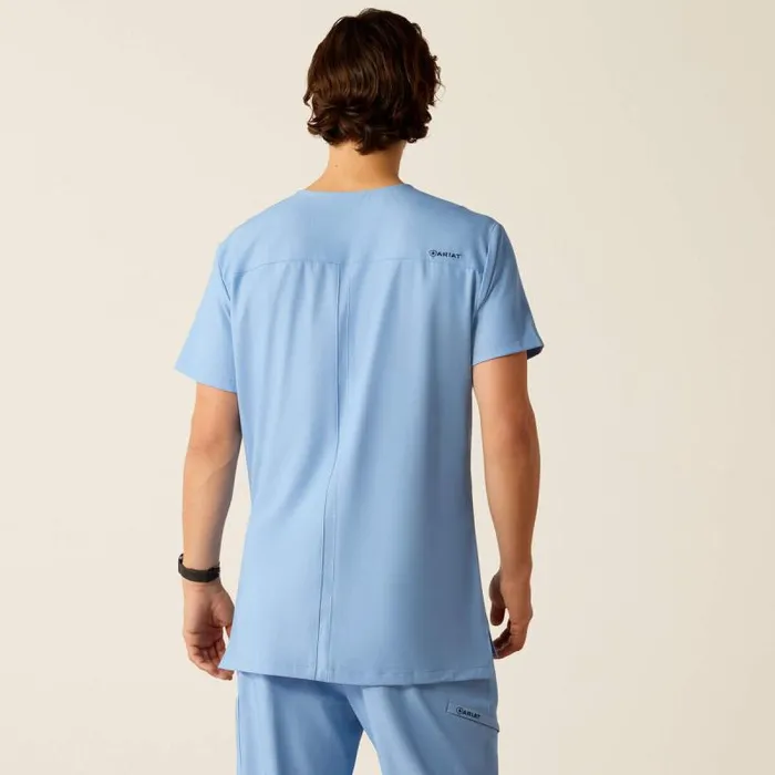 Men Scrubs Ariat Derham 6 Pocket Scrub Top Light Blue Heather