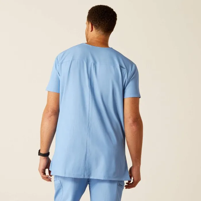Men Scrubs Ariat Derham 6 Pocket Scrub Top Light Blue Heather