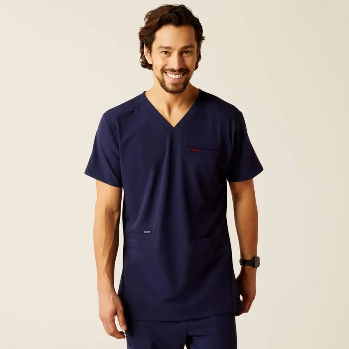 Men Scrubs Ariat Derham 6 Pocket Scrub Top Navy
