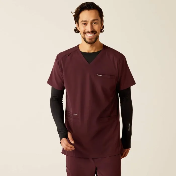 Men Scrubs Ariat Derham 6 Pocket Scrub Top Winetasting
