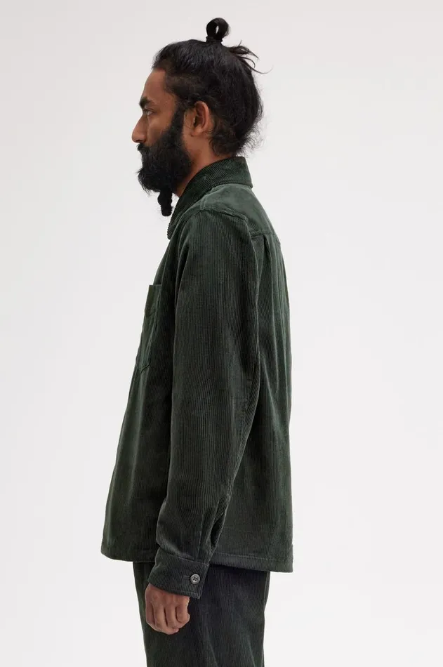 Men Shirts Fred Perry Corduroy Overshirt Night Green