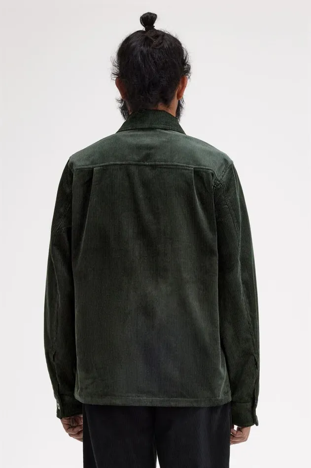 Men Shirts Fred Perry Corduroy Overshirt Night Green