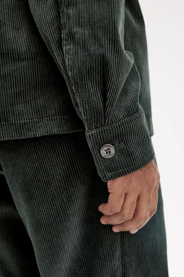 Men Shirts Fred Perry Corduroy Overshirt Night Green