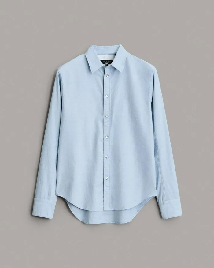 Men Shirts Rag 038 Bone Fit 2 Engineered Cotton Oxford Shirt Blue Oxford