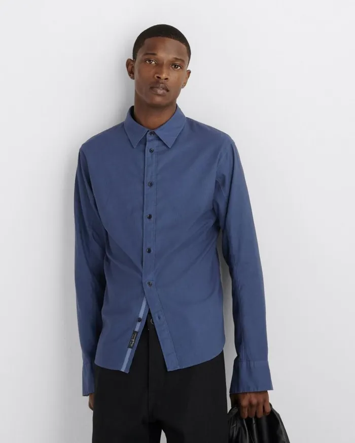 Men Shirts Rag 038 Bone Fit 2 Engineered Cotton Oxford Shirt Worn Indigo
