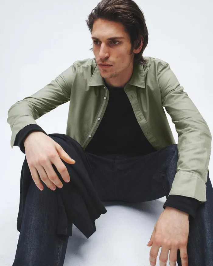 Men Shirts Rag 038 Bone Tomlin Cotton Oxford Shirt Dark Mint