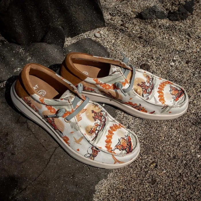Men Shoes and Sneakers Ariat Hilo Western Aloha Surfing Longhorn Print Men Shoes and Sneakers Ariat Hilo Western Aloha Surfing Longhorn Print