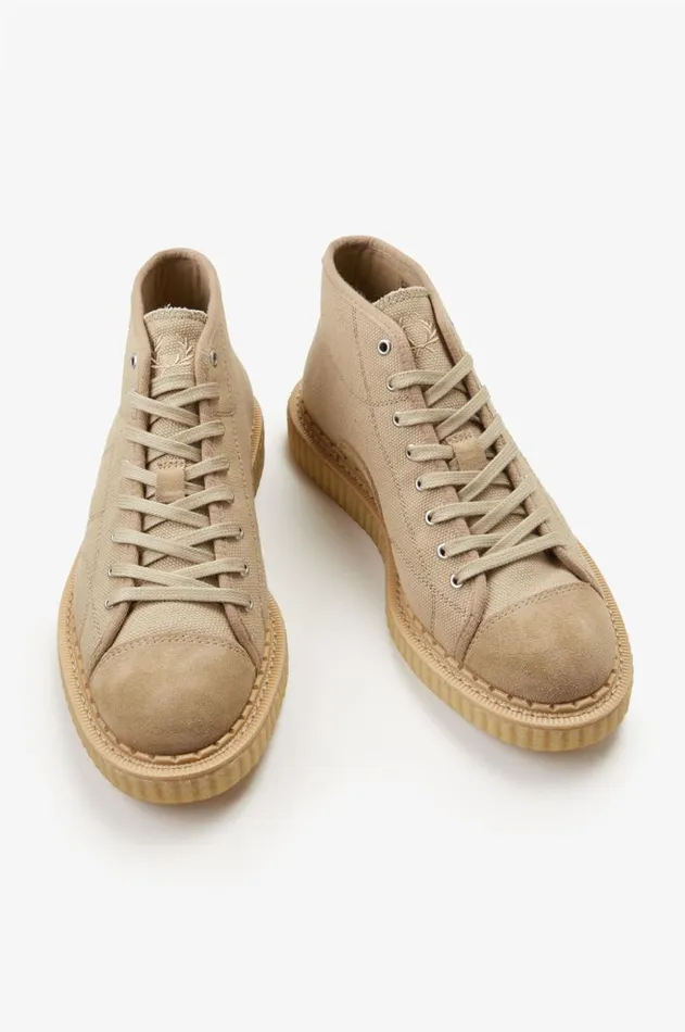 Men Shoes Fred Perry Heavy Canvas Monkey Boot Mid Sand