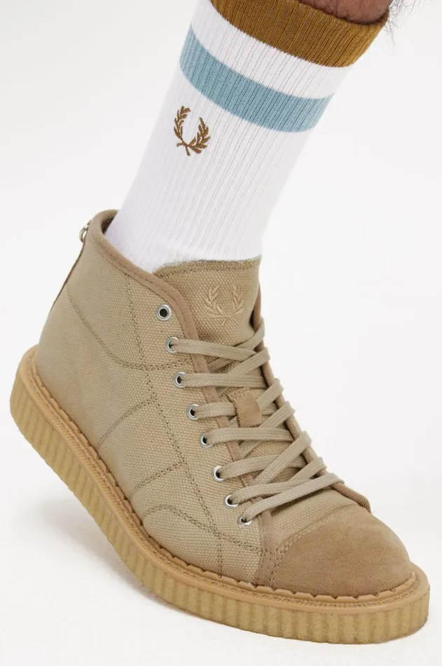 Men Shoes Fred Perry Heavy Canvas Monkey Boot Mid Sand