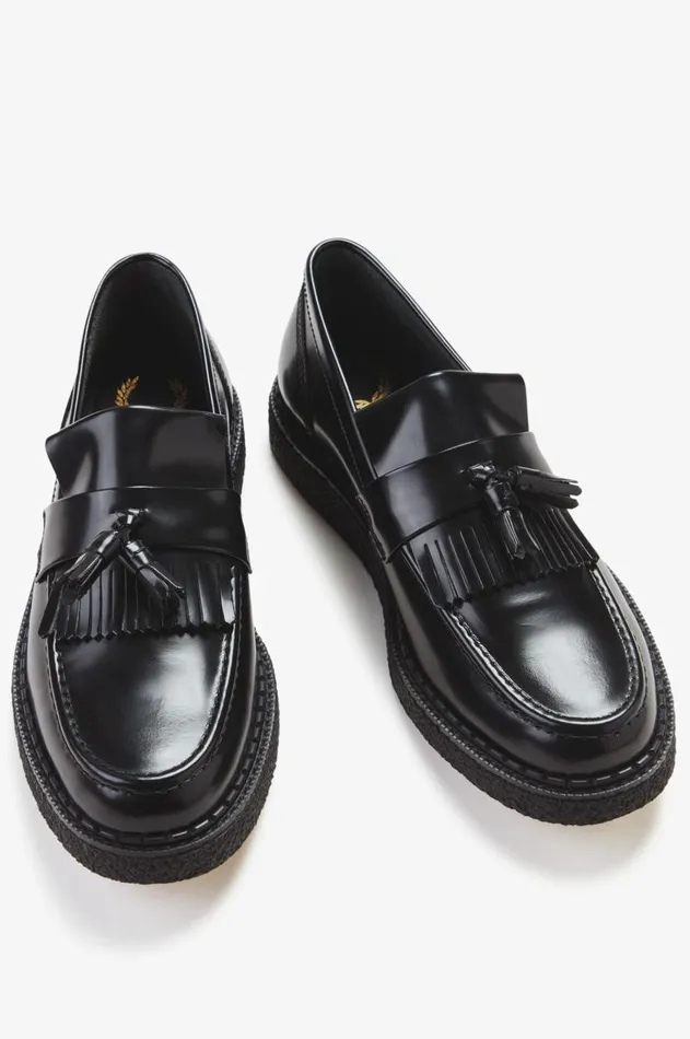 Men Shoes Fred Perry Leather Tassel Loafer Black