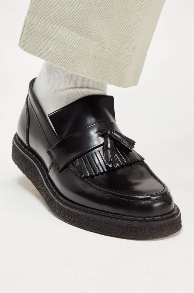 Men Shoes Fred Perry Leather Tassel Loafer Black