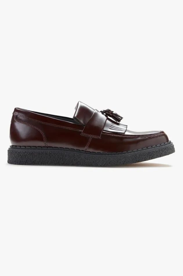 Men Shoes Fred Perry Leather Tassel Loafer Oxblood