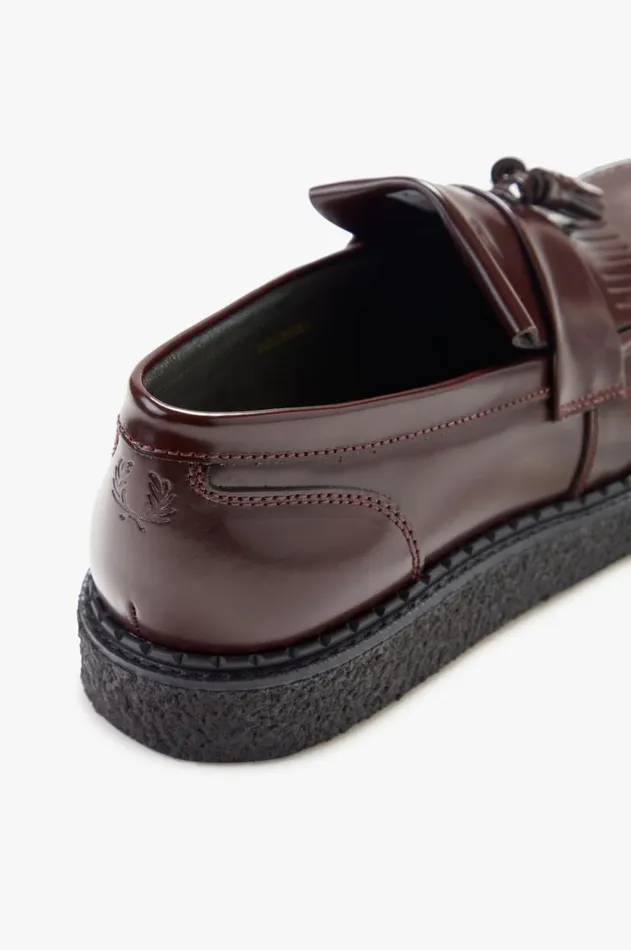 Men Shoes Fred Perry Leather Tassel Loafer Oxblood