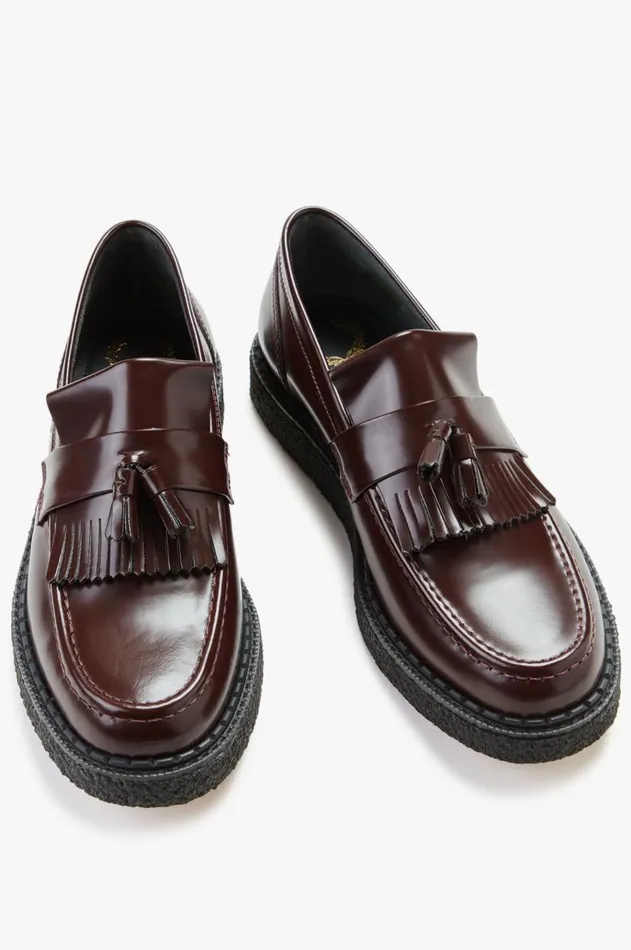 Men Shoes Fred Perry Leather Tassel Loafer Oxblood