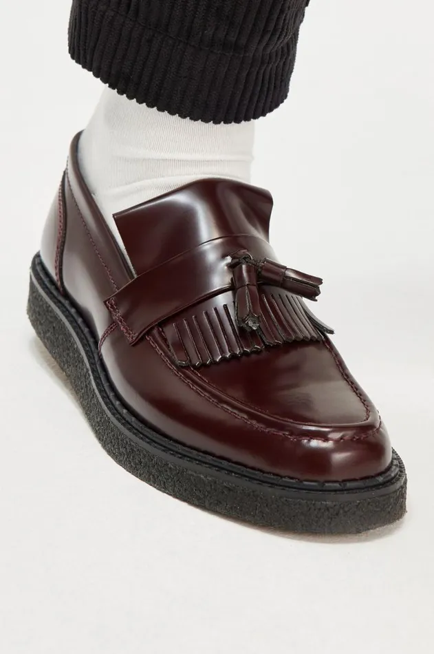 Men Shoes Fred Perry Leather Tassel Loafer Oxblood