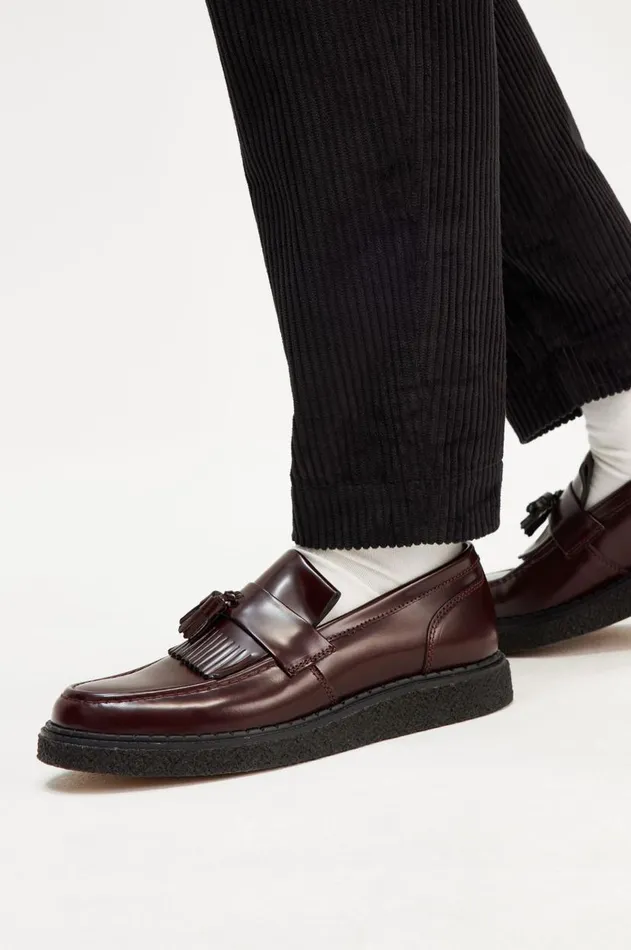Men Shoes Fred Perry Leather Tassel Loafer Oxblood