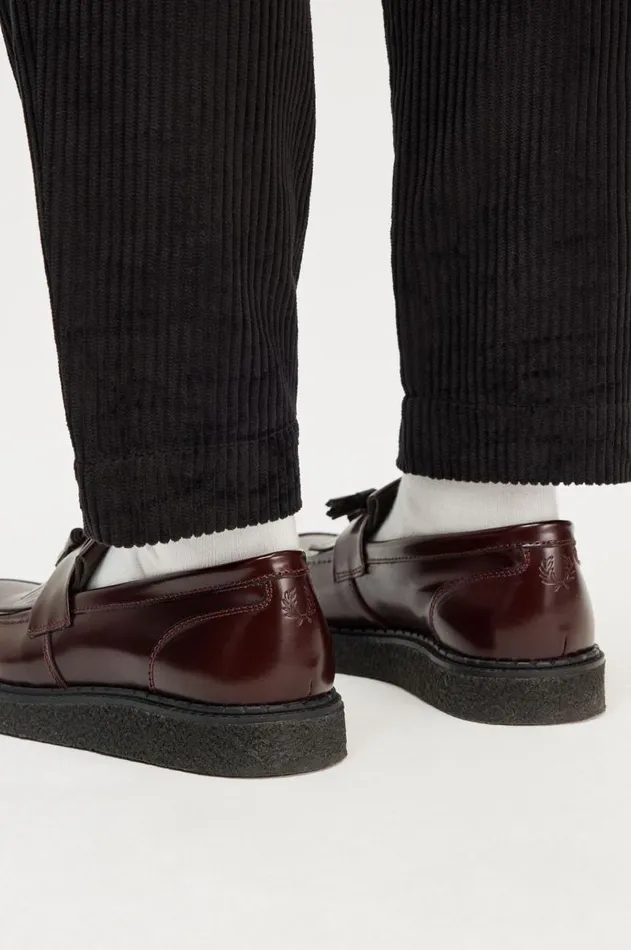 Men Shoes Fred Perry Leather Tassel Loafer Oxblood