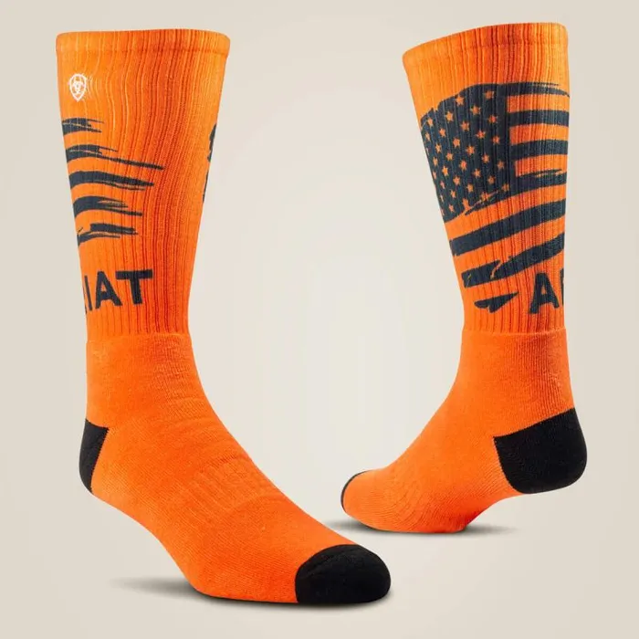 Men Socks Ariat Patriot Graphic Crew Work Sock 2 Pair Multi Color Pack Greyorange Men Socks Ariat Patriot Graphic Crew Work Sock 2 Pair Multi Color Pack Greyorange